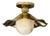 Wavy Brass Flush Mount Light With Alabaster Globe For Sale