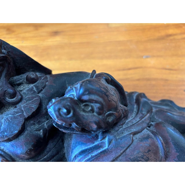 Wood Late 19th-Century Chinese Carved Hongmu Figure of Liu Hai & Money Frog For Sale - Image 7 of 11