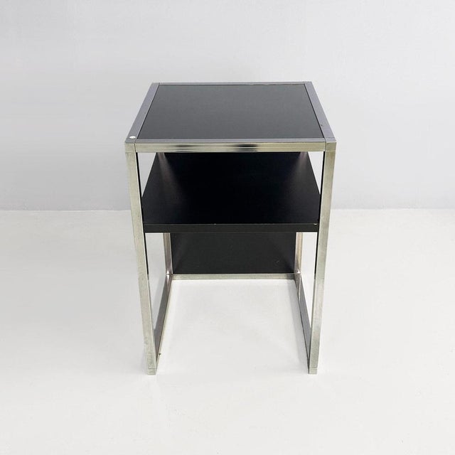 Italian Modern Chromed Steel, Wood and Glass Table, 1990s For Sale - Image 3 of 18