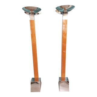 80's Deco Revival Torchieres / Pair For Sale