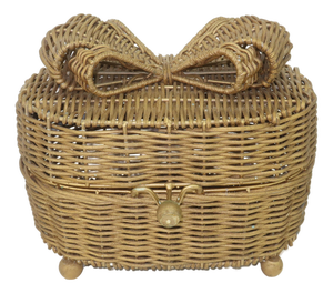 Gold Wicker Bow Basket Box