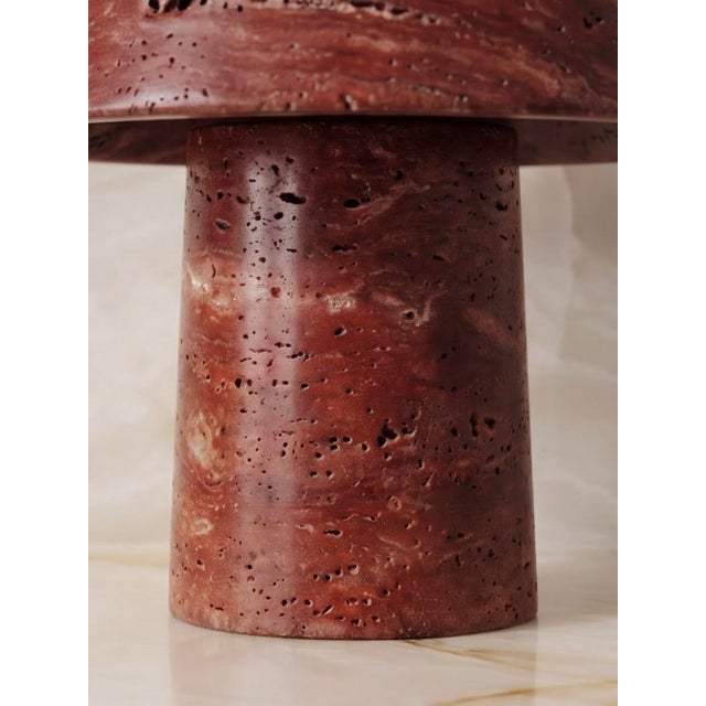 Contemporary Modern Red Travertine Minimal Design Table Lamp For Sale - Image 3 of 7