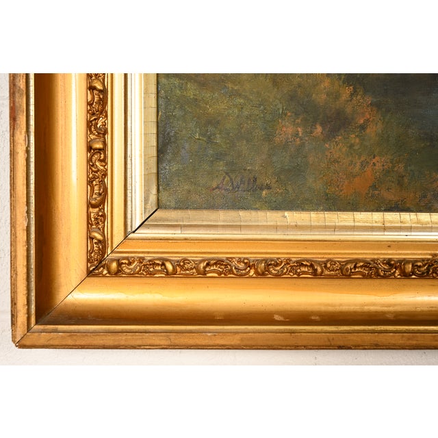 Allan Rutherford Wilber Original Artist Signed "River Walk" Oil Painting on Canvas in Carved Giltwood Frame For Sale - Image 10 of 14