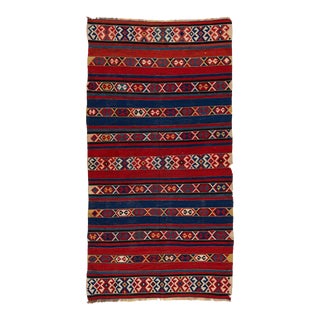 Handmade 5 X 9 Vintage Kilim Wool Rug With Multicolor Pattern For Sale