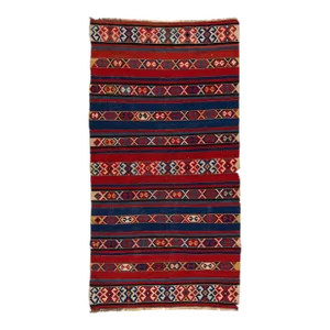 Handmade 5 X 9 Vintage Kilim Wool Rug With Multicolor Pattern