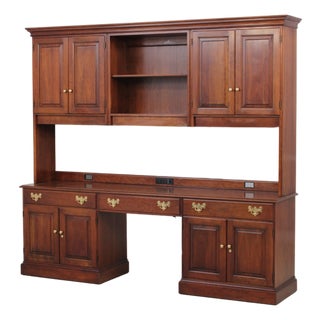 Statton Large Cherry Workspace Desk W. Hutch For Sale