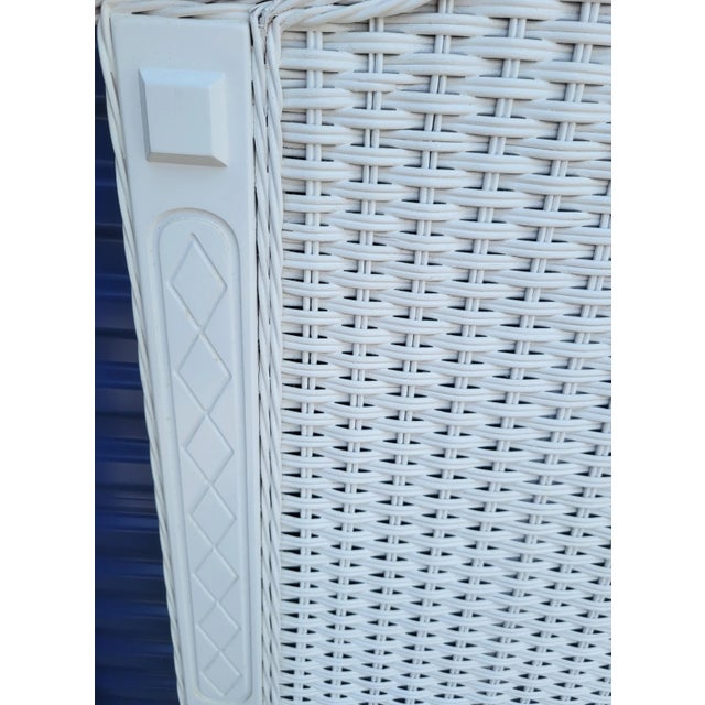 Wood Vintage White Wicker Pagoda Regency Twin Size Headboards- a Pair For Sale - Image 7 of 7