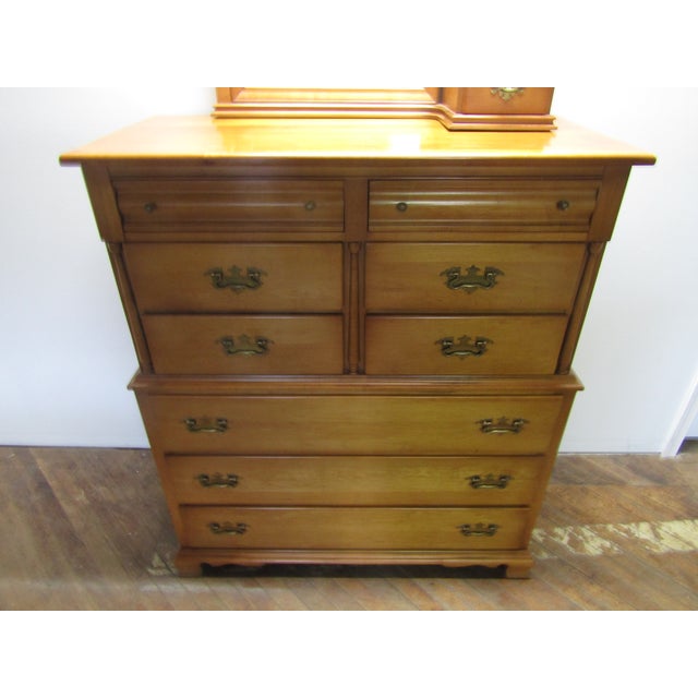 Empire Furniture Solid Maple High Chest of Drawers With Mirror For Sale - Image 4 of 15