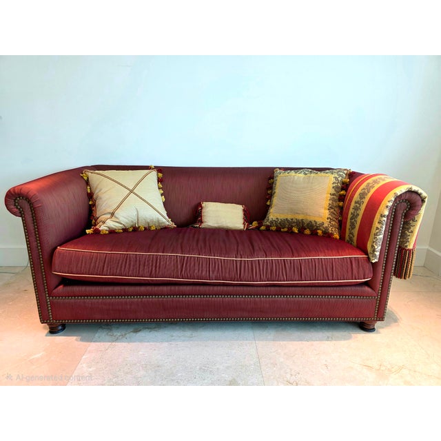 Elegant custom sofa handcrafted by Le Jeune Upholstery of Miami, known for its bespoke, bench-made upholstered furniture...