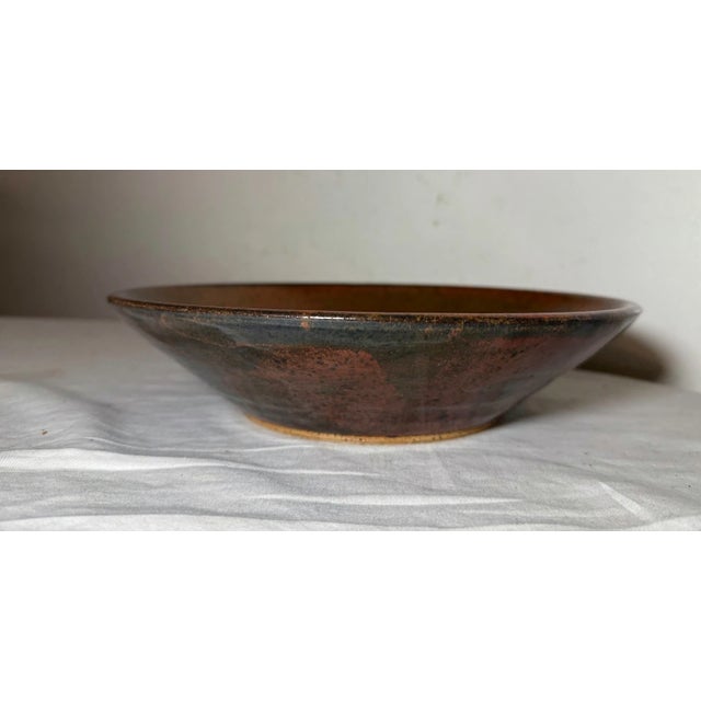 Brown Exquisite Vintage Handmade Cindy Dimensional Heart Brown Glazed Pottery Bowl For Sale - Image 8 of 12
