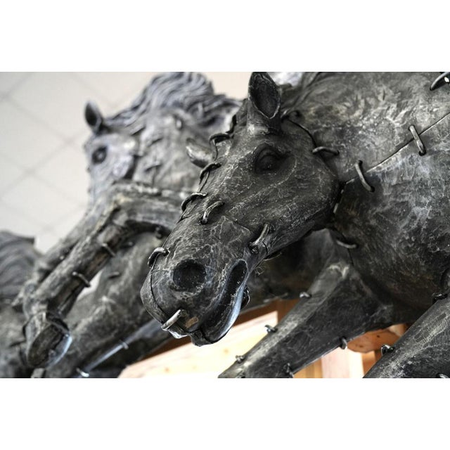 Galloping Horses Wall Sculpture in Burnished Cast Aluminum For Sale - Image 3 of 8