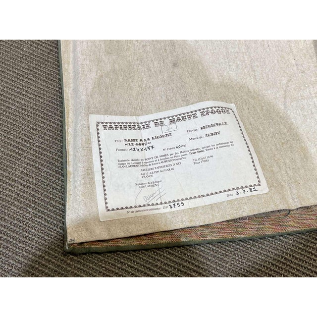 Handmade Medieval Style Named Lady with Unicorn Tapestry, 1960s For Sale - Image 6 of 10