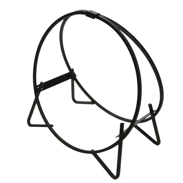 Metal Small Wrought Iron Mid 20th Century Log Holder For Sale - Image 7 of 8