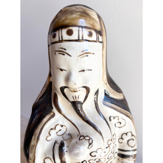 This is a beautiful Antique Chinese Ming / Cizhou / Tz’uchou Style figurine, identified on the bottom as Zhao Gongming,...