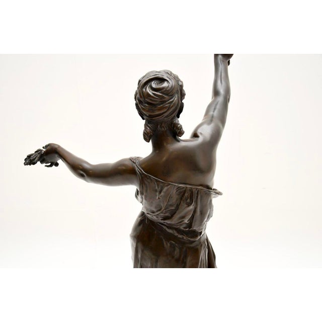 Antique French Bronze Lamp by Jean-Jules Cambos, 1880 For Sale - Image 6 of 17