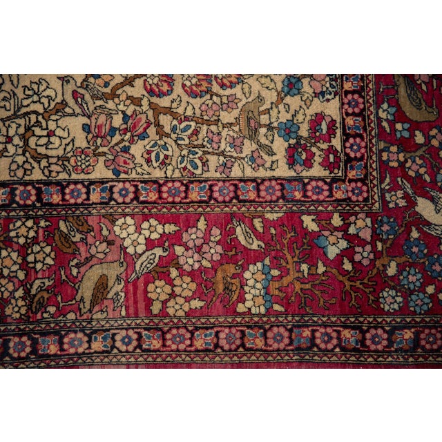 1920s Antique Persian Isfahan Tree of Life Cochineal Wool Rug For Sale - Image 11 of 14