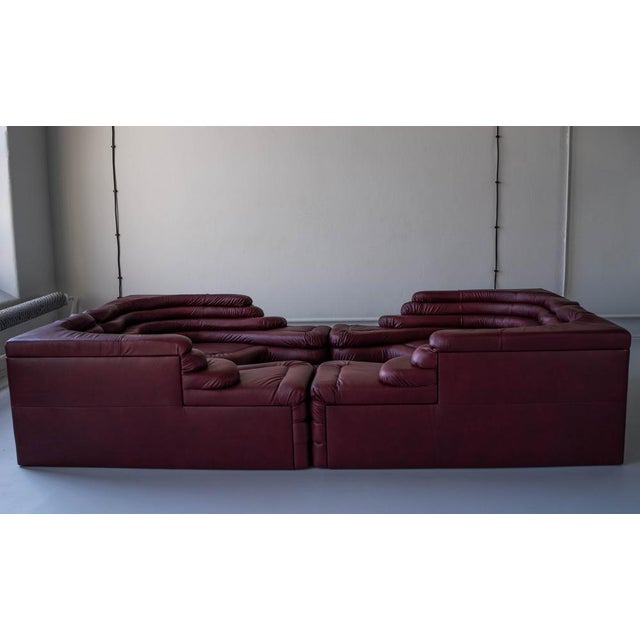 Terrazza Landscapes in Burgundy Leather by Ubald Klug for de Sede, 1970s, Set of 4 For Sale - Image 14 of 18