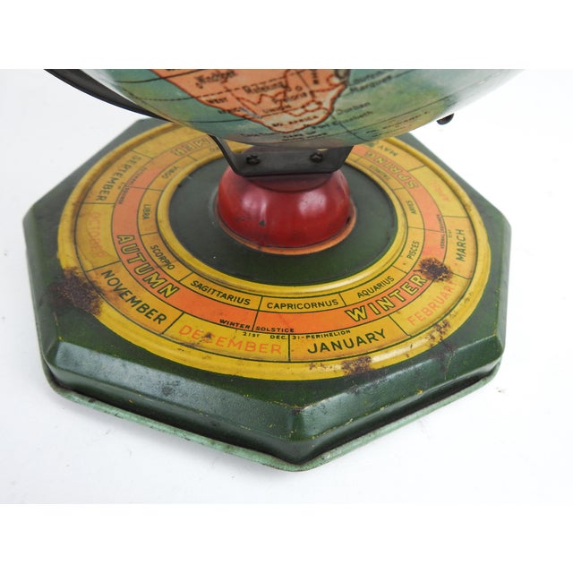 Vintage 1930's Metal Astrological World Globe 6 In For Sale - Image 4 of 11