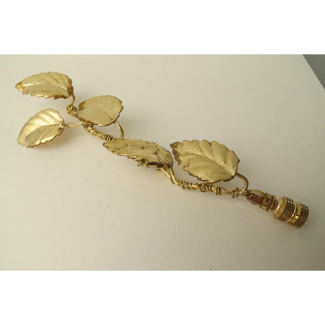 2020s Exceptionally Tall Vintage Italian Tole Leaf Gold Mid Century Lamp Finial, For Sale - Image 5 of 6