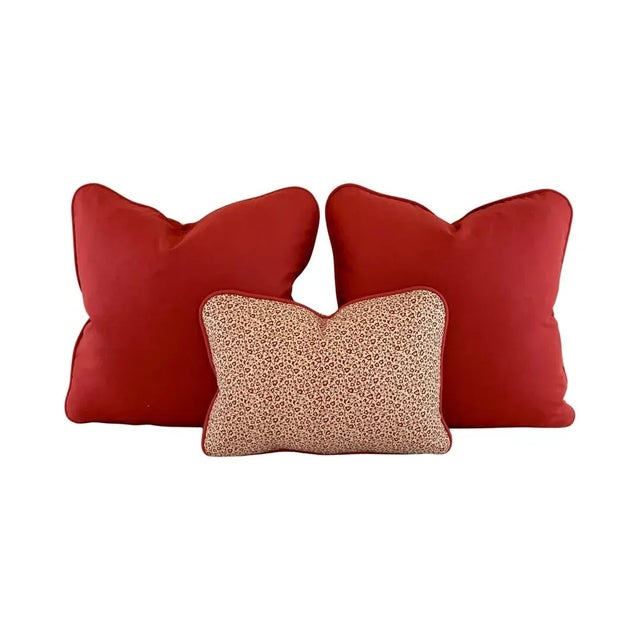 Robert Allen Nautica P Kaufmann Brick Red & Cream Bordeaux Botanical Floral Leaf Vine Pillow Covers- Pair For Sale In Jacksonville, FL - Image 6 of 8