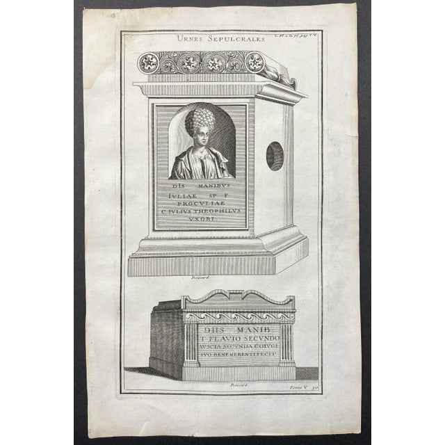 18th century Italian sepulcher, grave stone and tomb carving engraving.