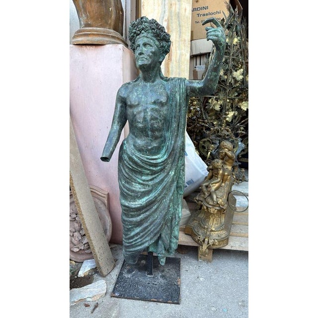 Impressive monumental bronze sculpture representing a Roman emperor, inspired by the powerful aesthetic of Greco-Roman...
