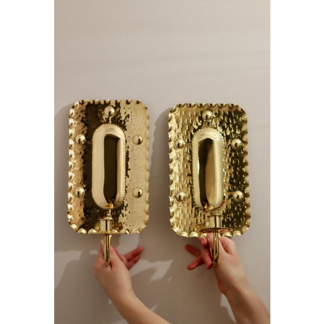 Mid-Century Swedish Brass Sconces by A. Eriksson Linberg, Set of 2 For Sale - Image 6 of 11