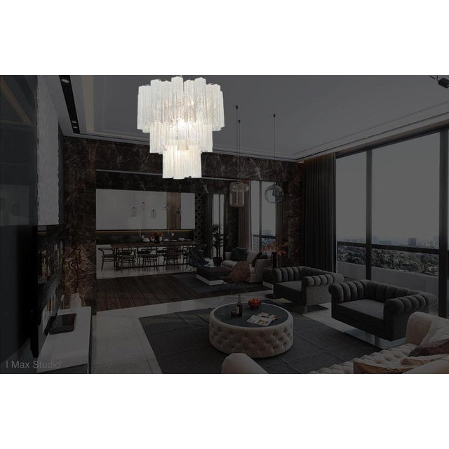 Large Vintage Murano Glass Tiered Chandelier with 78 Alabaster White Glasses, 1990s For Sale - Image 13 of 17