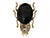 his is a vintage gold-tone brooch in the shape of a beetle, featuring a large black glass cabochon and a clear crystal...