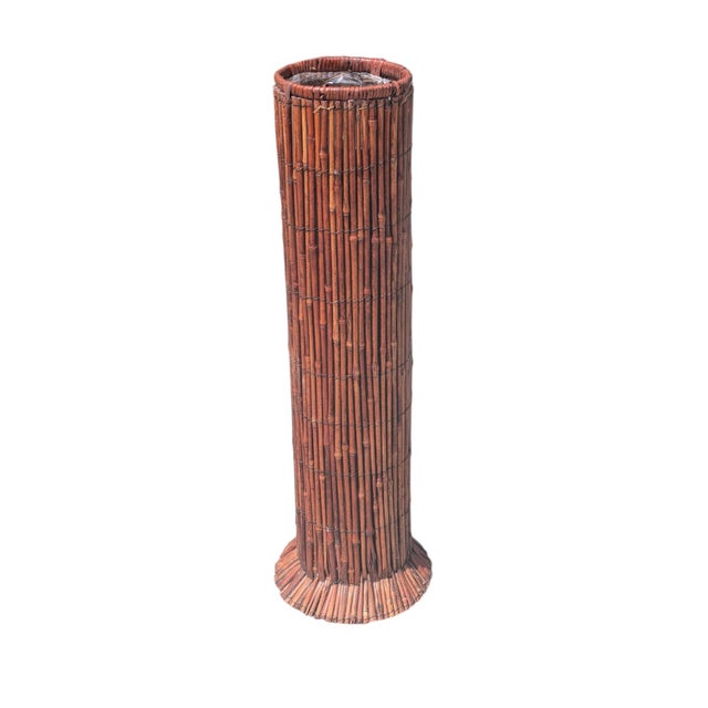 Contemporary Vintage Pillar Tiki Bamboo Fern Plant Stand For Sale - Image 3 of 10