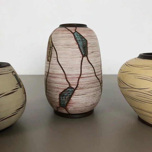 1960s Ceramic Pottery Vases by Franz Schwaderlapp for Sawa Ceramic, Germany, 1960s, Set of 3 For Sale - Image 5 of 15
