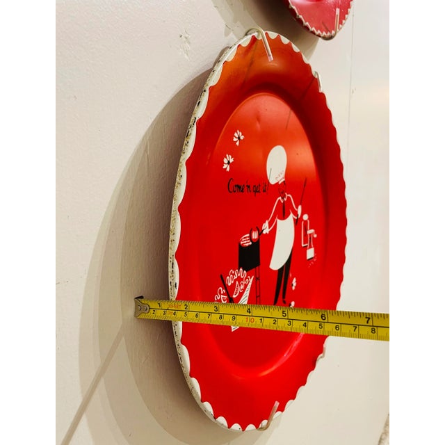 Red Vintage Marcelline Stoyke Bbq Theme Metal Wall Trays- Set of 3 For Sale - Image 8 of 13