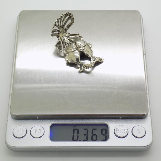 Vintage Italian Handmade Genuine Silver Fish and Oyster Rare & Quirky Figurine For Sale - Image 11 of 12