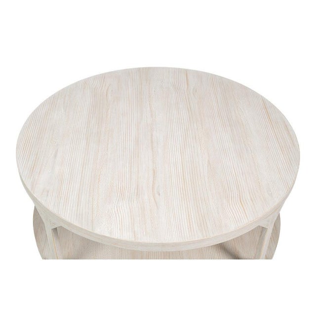Mid-Century Modern Scandinavian Two-Tier Drum Coffee Table in Grey Pine For Sale - Image 3 of 11