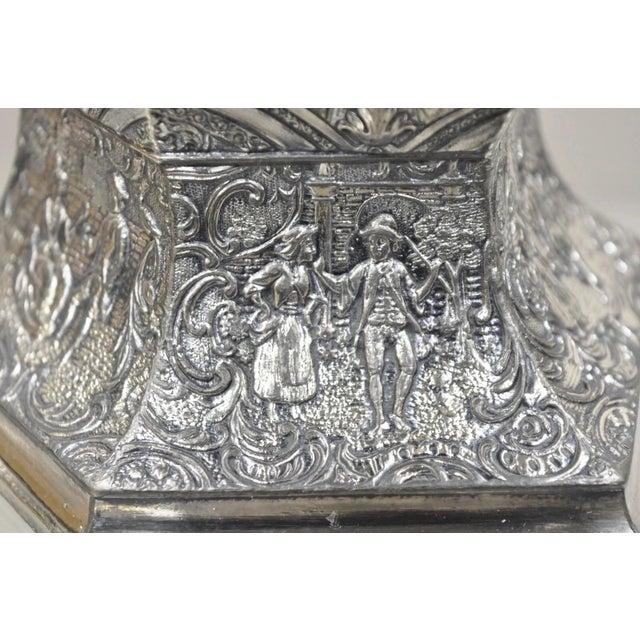 Antique Derby Sp Co International Silver Plated Wedding Basket W Repousse For Sale - Image 4 of 12