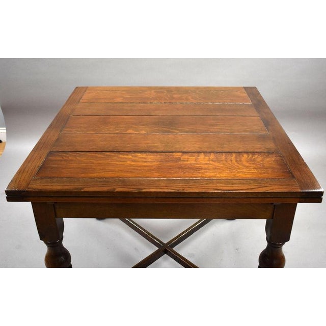 Vintage Oak Draw Leaf Dining Table and Chairs, 1920, Set of 5 For Sale - Image 6 of 10
