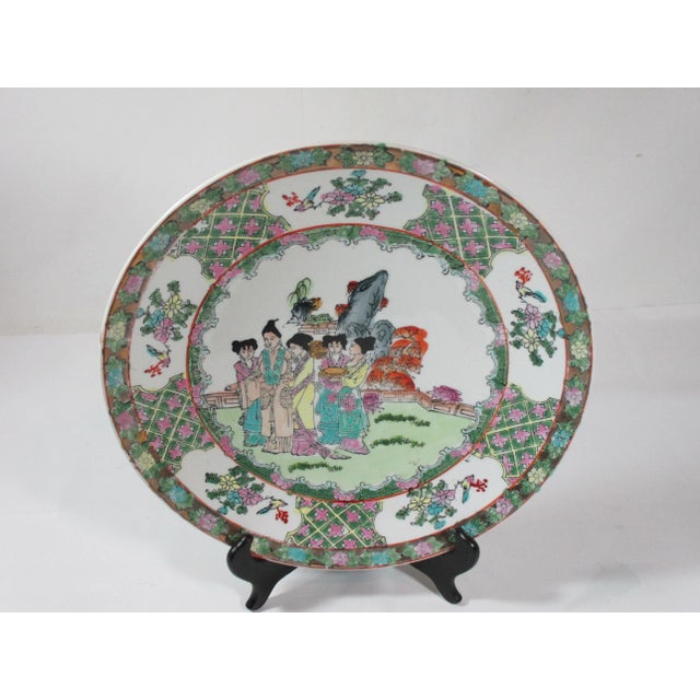Ceramic 1970s Family Rose Hand Painted Enamel Porcelain Chinese Plate For Sale - Image 7 of 7