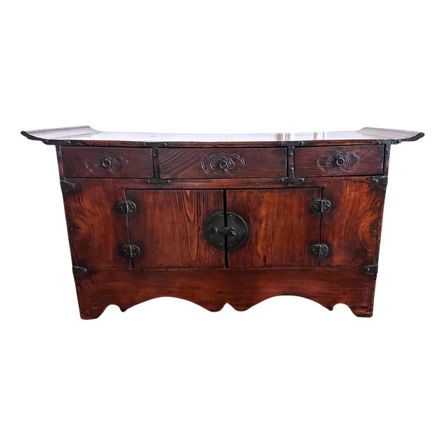 Antique Korean Scholar Book Storage Chest with Buddhism Symbols For Sale