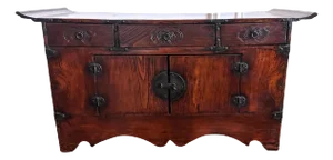 Antique Korean Scholar Book Storage Chest with Buddhism Symbols