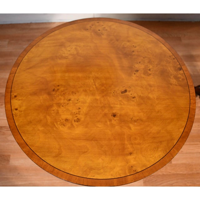 Pair of 1930s English Regency Style Burl Maple Accent Tables Side Tables For Sale - Image 13 of 16