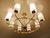 Large vintage Italian chandelier, very rare design, brass structure, central orb and eight radiating spoke with opaline...