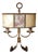 Large Florentine Gilt Iron Two-Light Table Lamp with Leather and Tapestry Shade, 1950s For Sale