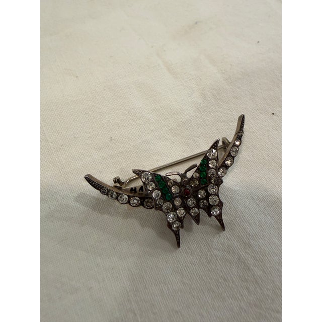 Antique Edwardian Glass Butterfly Brooch, 1900s For Sale - Image 4 of 6