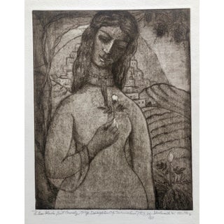 Shulamith Wittenberg Miller, Modernist "I Am Black But Comely" Etching Israeli Judaica Bezalel School Woman, 1963 For Sale