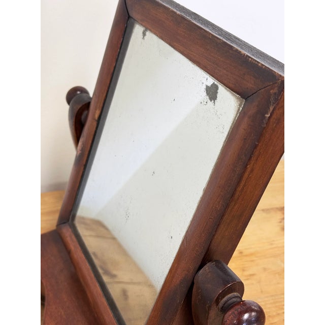 Brown Antique Tabletop Wood Shaving Mirror Stand For Sale - Image 8 of 9