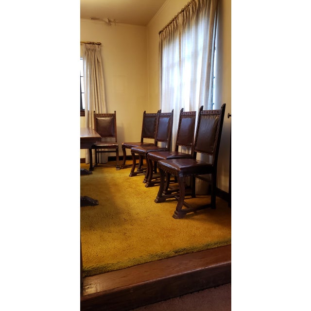 Wood 1930s Oak Dining Table With Chairs For Sale - Image 7 of 7