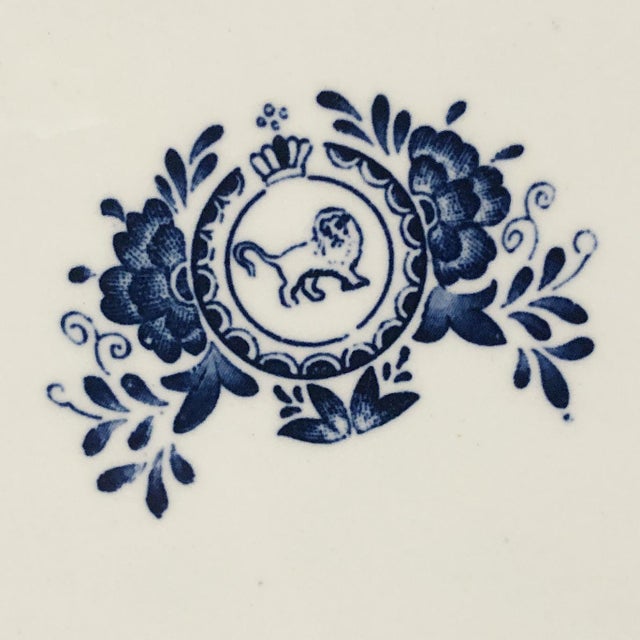 Traditional Mid 20th Century Large Blue & White Delft Transferware Serving Platter – Castle Landscape For Sale - Image 3 of 5