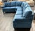 Design Plus Gallery presents a Three-Piece Sectional from Bassett Furniture. The teal blue upholstery has a velvety...