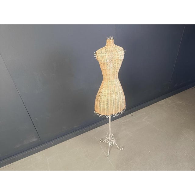 White Vintage Wicker Mannequin with Wrought Iron Base, 1960s For Sale - Image 8 of 12