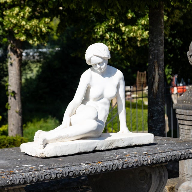 Stone Reclining Female Nude in Marble, Early 20th Century, Marble For Sale - Image 7 of 12